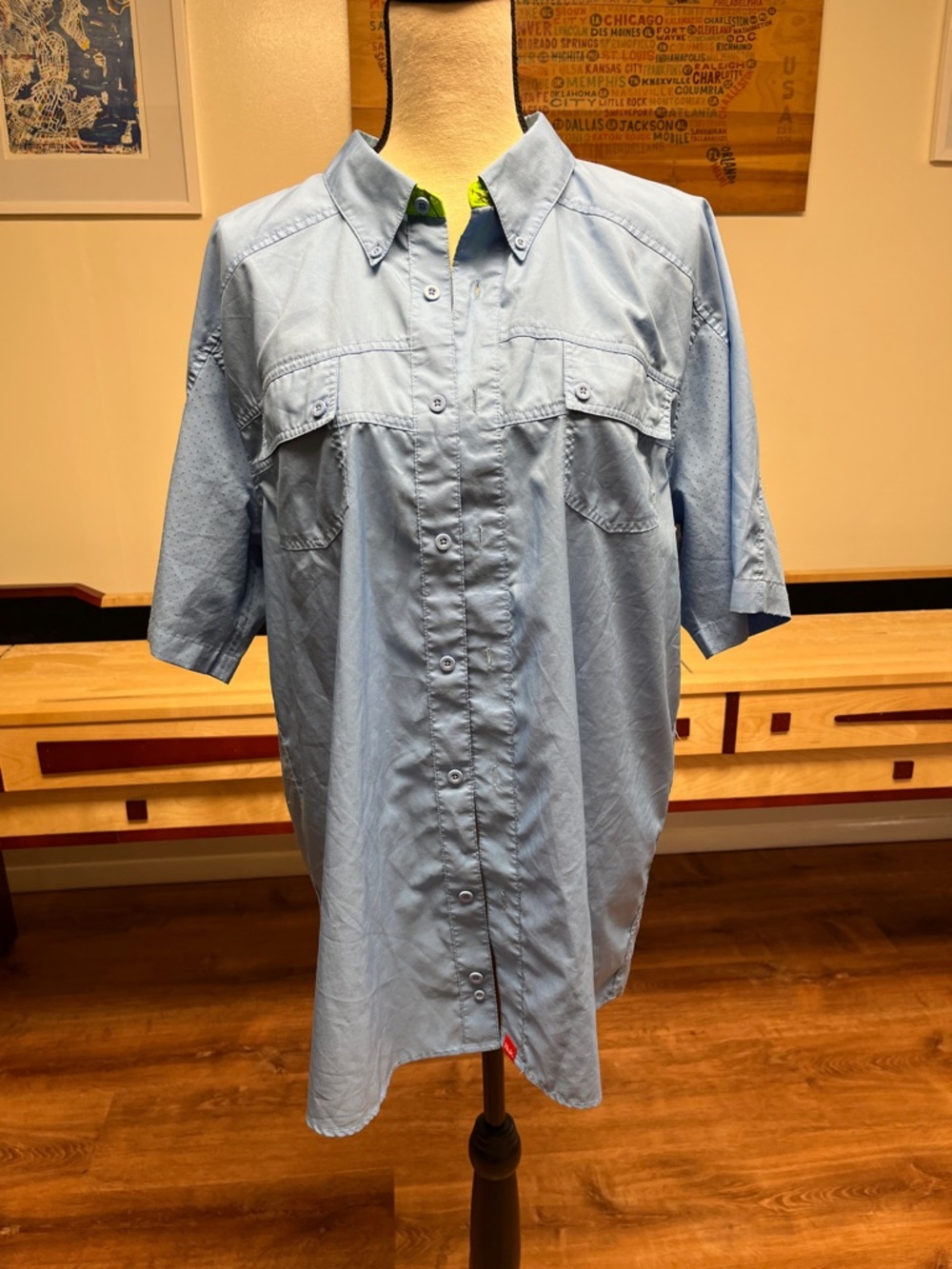 Huk Light Blue Short-Sleeve Button-Down Shirt